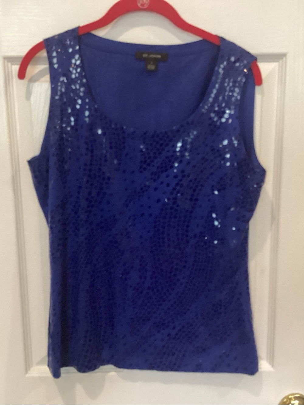St. John Royal Blue Sequin Scoop Neck Tank